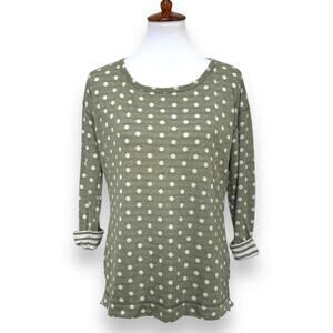 🍀T by Talbots Sage Green Polka Dot Knit Top Women’s Size Small
